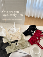 Sheer Mesh Lace-Trim Lightly Lined Bra