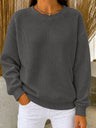 CLEARANCE SALE🔥Women's Waffle Knit Crewneck Sweatshirt - Gray