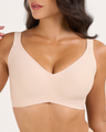 Seamless Soft V-Neck Wireless Full Support Jelly Bra - Nude