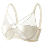 Sheer Mesh Lace-Trim Lightly Lined Bra