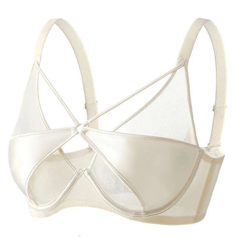 Sheer Mesh Lace-Trim Lightly Lined Bra