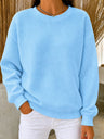 CLEARANCE SALE🔥Women's Waffle Knit Crewneck Sweatshirt - Blue