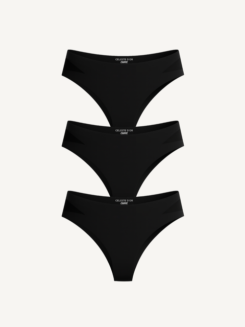 3-Pack Seamless Knickers with Mesh Detail Black