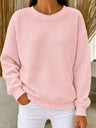 CLEARANCE SALE🔥Women's Waffle Knit Crewneck Sweatshirt - Pink