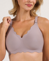 Seamless Full Coverage Scalloped Wireless Jelly Bra - Grey