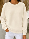 CLEARANCE SALE🔥Women's Waffle Knit Crewneck Sweatshirt - Beige