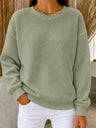 CLEARANCE SALE🔥Women's Waffle Knit Crewneck Sweatshirt - Green