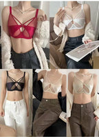 Sheer Mesh Lace-Trim Lightly Lined Bra