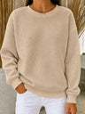 CLEARANCE SALE🔥Women's Waffle Knit Crewneck Sweatshirt - Khaki