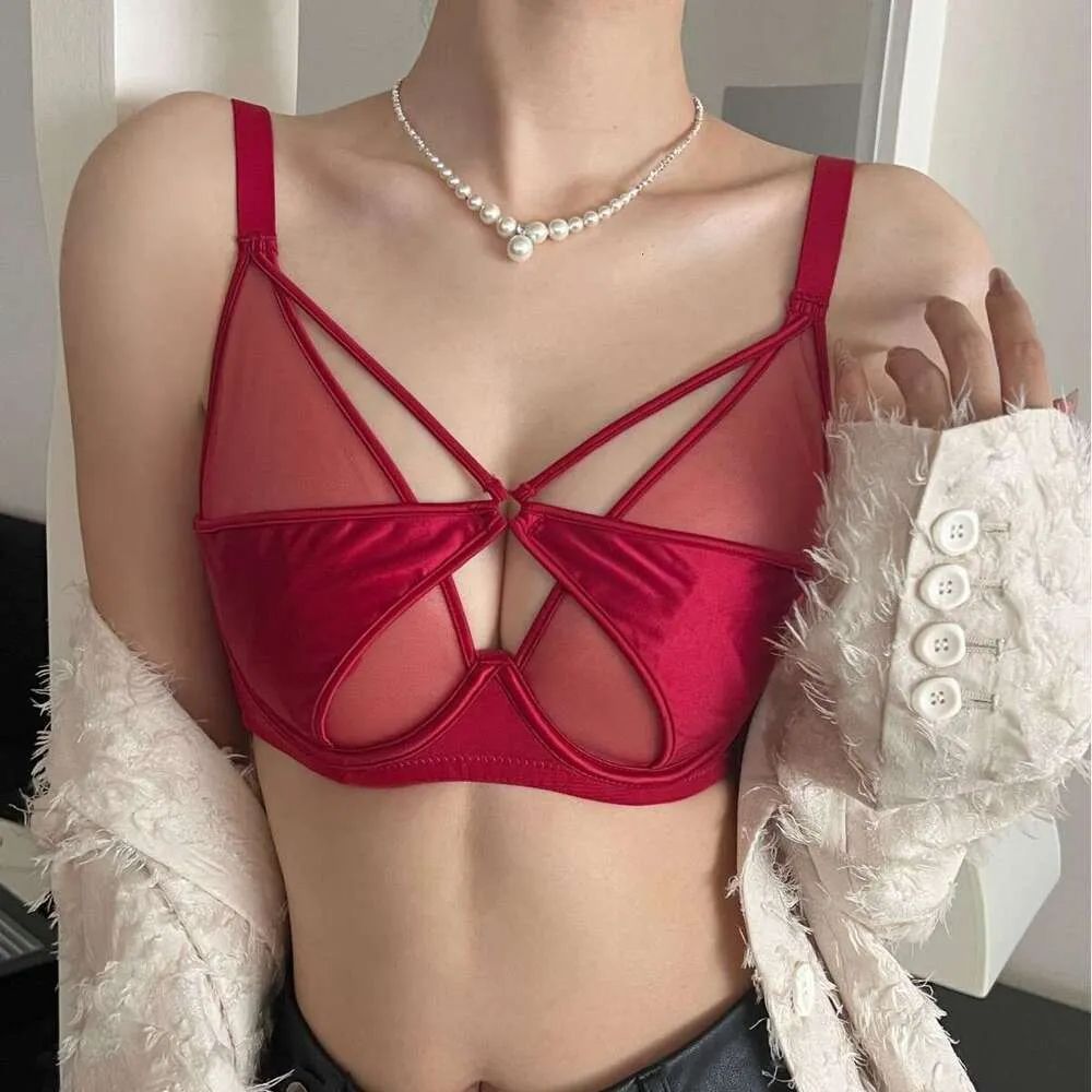 Sheer Mesh Lace-Trim Lightly Lined Bra