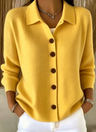Clearance Sale🔥Women Cotton Plain Long Sleeve Comfy Casual Cardigan - Yellow