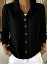 Clearance Sale🔥Women Cotton Plain Long Sleeve Comfy Casual Cardigan - Black