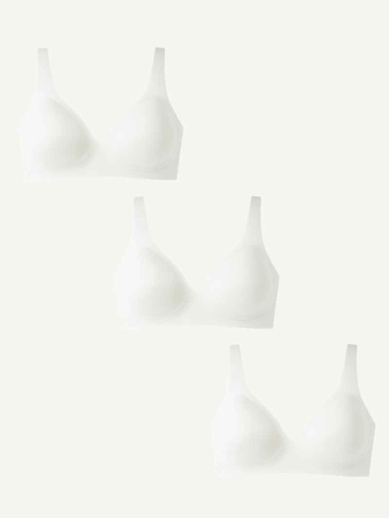 3-Pack Deep V Push-Up Seamless Wireless Jelly Bra