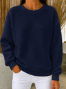 CLEARANCE SALE🔥Women's Waffle Knit Crewneck Sweatshirt - Navy
