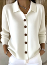 Clearance Sale🔥Women Cotton Plain Long Sleeve Comfy Casual Cardigan - White
