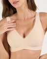 Deep V Push-Up Seamless Wireless Jelly Bra with Mesh - Skin