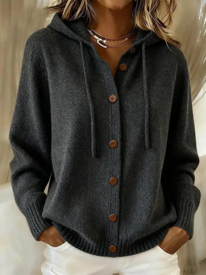 CLEARANCE SALE🔥 Women's Casual Hoodie Cotton Plain Long Sleeve Comfy Cardigan