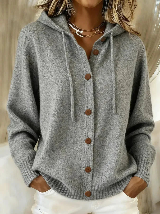 CLEARANCE SALE🔥 Women's Casual Hoodie Cotton Plain Long Sleeve Comfy Cardigan