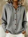 CLEARANCE SALE🔥 Women's Casual Hoodie Cotton Plain Long Sleeve Comfy Cardigan - Grey