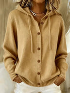 CLEARANCE SALE🔥 Women's Casual Hoodie Cotton Plain Long Sleeve Comfy Cardigan