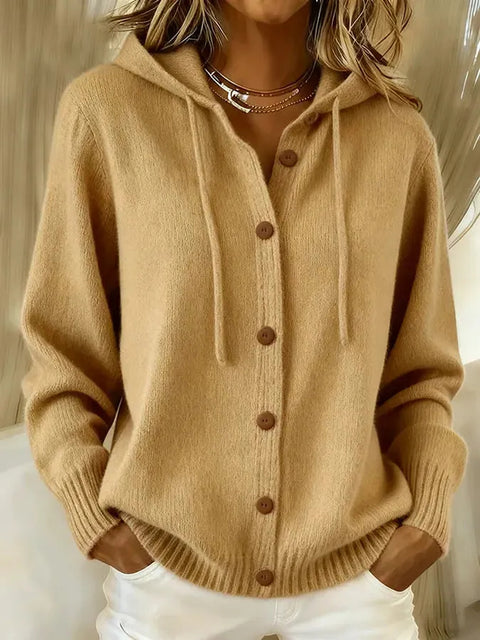 CLEARANCE SALE🔥 Women's Casual Hoodie Cotton Plain Long Sleeve Comfy Cardigan