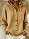 CLEARANCE SALE🔥 Women's Casual Hoodie Cotton Plain Long Sleeve Comfy Cardigan - Apricot