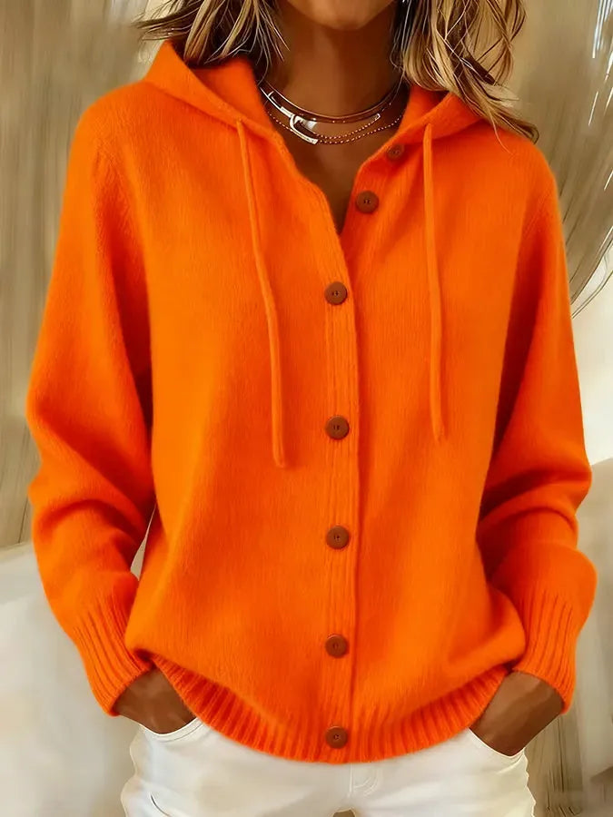 CLEARANCE SALE🔥 Women's Casual Hoodie Cotton Plain Long Sleeve Comfy Cardigan