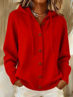 CLEARANCE SALE🔥 Women's Casual Hoodie Cotton Plain Long Sleeve Comfy Cardigan
