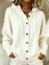 CLEARANCE SALE🔥 Women's Casual Hoodie Cotton Plain Long Sleeve Comfy Cardigan - White