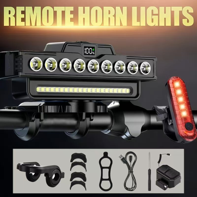 High-Brightness USB-C Rechargeable 9-LED Bike Headlight